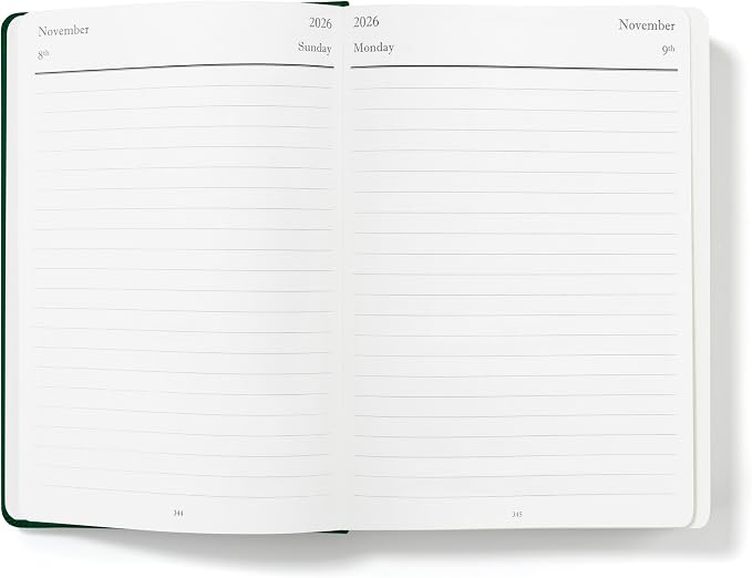 Wykeham's Executive 2026 Daily Journal Planner – US Public Holidays & Format – Customization Available (Personalized Racing Green, 8.5" x 5.5")