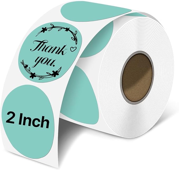 iEager 2 Inch Round Thermal Labels, Circle Thermal Printer Stickers, Durable Circular Label Printer Sticker for Business, Logo, Gift, 500 Labels/Roll, Green
