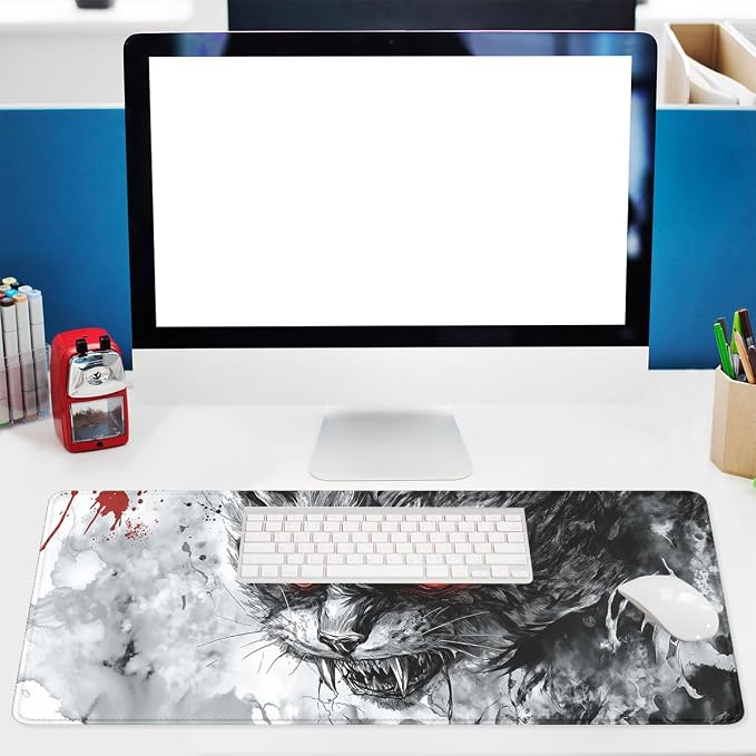 Evil Cat Gaming Mouse Pad Desk Pad Gothic Red Eyes Mousepad XL Large Gaming Mousepad Laptop Keyboard Mat Desk Pad Office Computer Keyboard Laptop Home 31.5"x11.8"