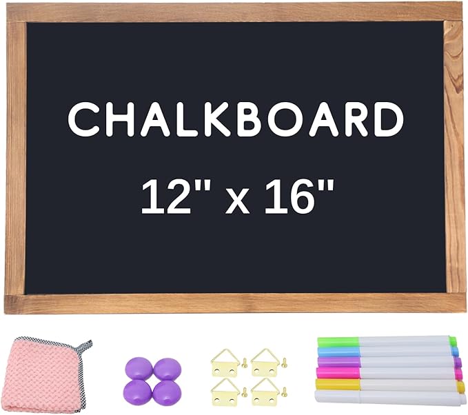 KOOLDE Magnetic Chalkboard 12'' x 16'' Hanging Framed Wall Chalkboard, Wood Frame Board Sign Blackboard for Home, Office, School, Restaurant