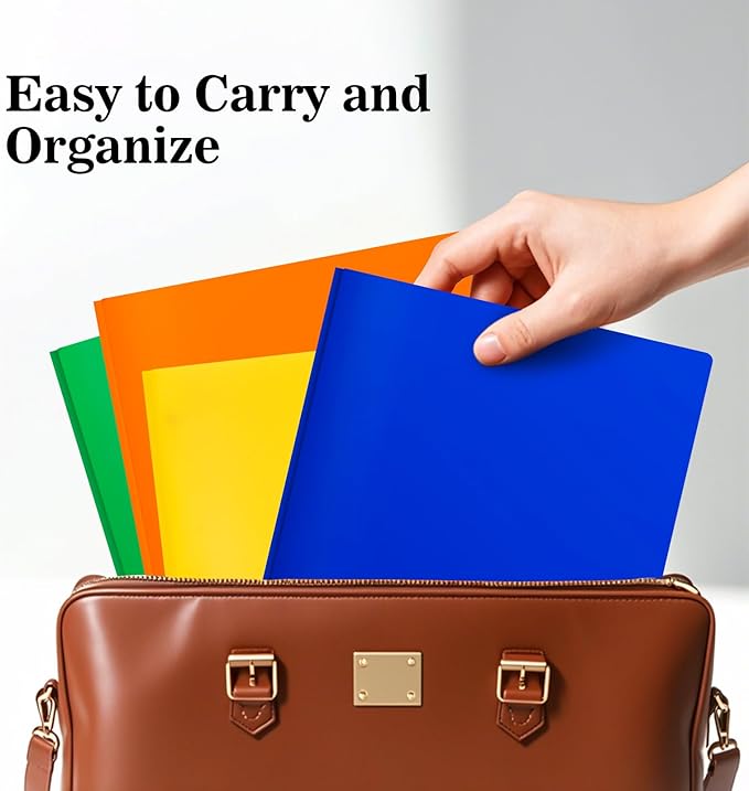 Blue Plastic Folders with Pockets and Prongs, 2-Pocket Folders with 3 Fasteners, 6-Pack Holds 8-1/2" x 11" Paper for School/Office/Home