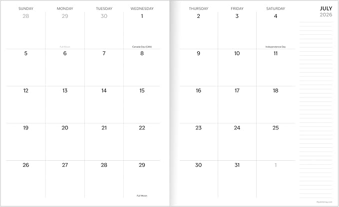 TF Publishing July 2026 - June 2027 Blocked Colors Large Monthly Planner with Thick Paper - 12 Month Academic Planner 2026-2027 with 2-Page Spreads, Large Calendar Grids and Prompts - 9in x 11in