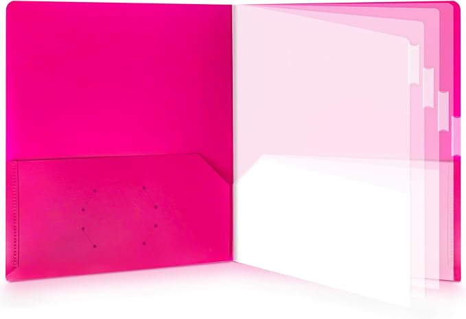 Darice 2 Pack 10 Pocket Folder - Double-Sided Multi Pocket Folder - Letter Size Paper Organizer for Office School - Pink & Blue