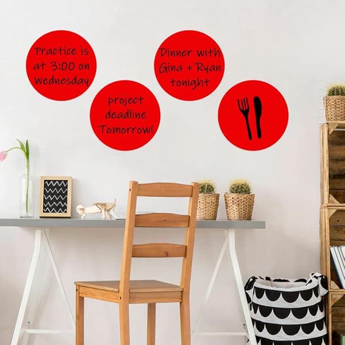 24 Pack Dry Erase Circle Dots, Colorful Whiteboard Desktop Writing Spots for Classroom Tables, Removable Vinyl Stickers Wall Decals for School Teachers