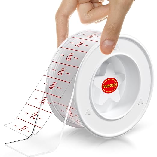 2In x 13Ft Double Sided Tape Heavy Duty, Nano Tape, Double Sided Mounting Tape, Heavy Duty Double Sided Tape for Walls, Built-in inch markers，Clear & Tough Adhesive Tape for Poster Photo Wall Décor