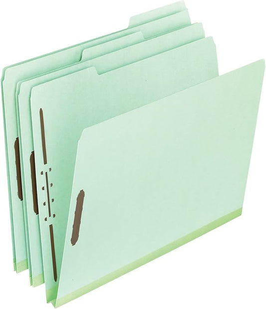 Pendaflex 17186 Pressboard Folders, 2 Fasteners, 2" Expansion, 1/3 Tab, Legal, Green (Box of 25)