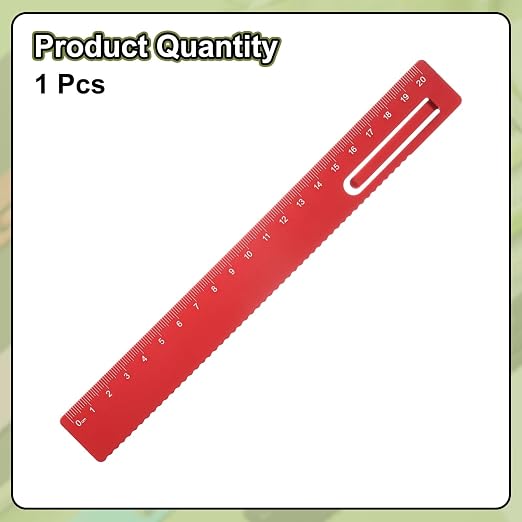HARFINGTON Straight Ruler 20cm Metric Metal Aluminum Alloy Measuring Bookmark Clip Ruler Scale Tool for Measure Study Reading Classroom Office, Red