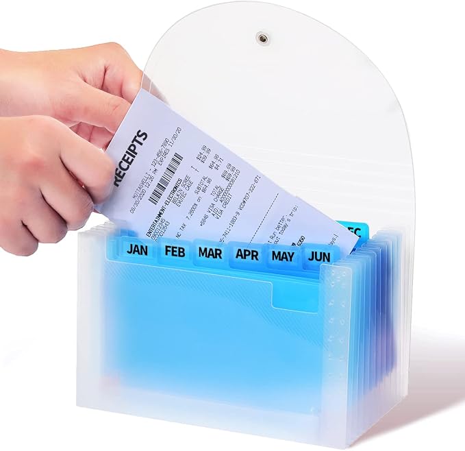H4D Coupon Receipt Holder, 13 Pocket Accordion File Organizer, 7x4.5 Inches, Blue