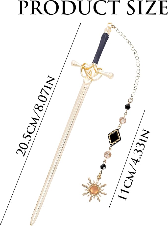 Fantasy Celestial Sword Bookmark - Funny Tarot Metal Book Marks for Women Men Students Teachers Reader Page Mark with Crystal Beads Sun CharmReading Lovers Birthday Gifts School Accessories