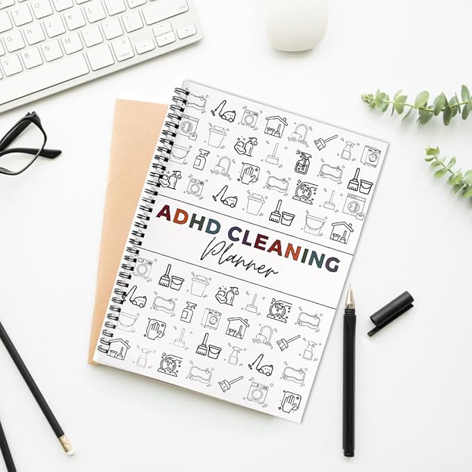 ADHD Cleaning Planner for Adults & Teens – Undated Daily Weekly Monthly Yearly Cleaning Schedule and Checklist Organizer with Chore Chart, Habit Tracker, and DIY Home Improvement Templates