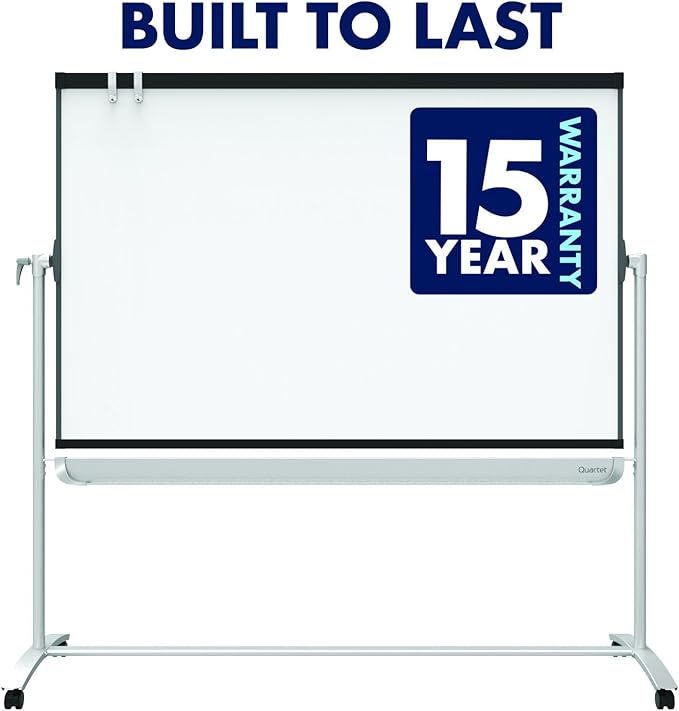 Quartet Easel, Magnetic Whiteboard, 4' x 3', Reversible, Mobile, Flipchart Holder, Prestige 2, Black Frame (ECM43P2)