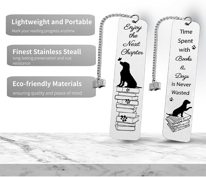 Dog Bookmark Gift for Women, Dog Mom Gifts for Women for Men for Dog Lovers Metals Book Pacge Markers for Kids Funny Dog Gifts