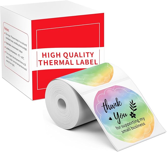 M110 Labels Compatible with M100/M110/M120/M260/M220/M150/M421/241BT/243BT, 1.96" x 1.96"(50x50 mm), Thermal Circle Gradient Color Label for Logo/Gift Labels/Thank You Label/,140 Labels/Roll