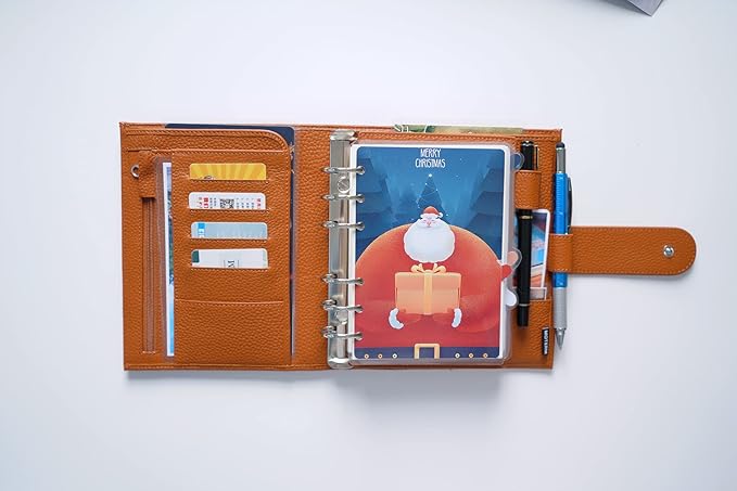 Moterm Personal Luxe Rings Planner - Genuine Leather Binder Organizer (30mm Ring, Pebbled-Burnt Orange)