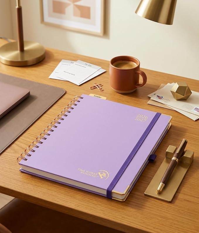 POPRUN 2026-2027 Academic Year Weekly and Monthly Planner Calendar,Jul 2026 - Jun 2027，10" x 8"， Daily Agenda Book & Appointment Book with Hourly Schedule, Tabs, Hardcover, School and Office Supplies - Violet