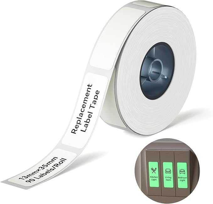 NIIMBOT Thermal Transfer Labels 0.52''x1.38'', for B18/N1 Label Maker, Long Storage Time, for Office Home Small Businesses Switch Labeling, Luminous Sticker(13mmx35mm)