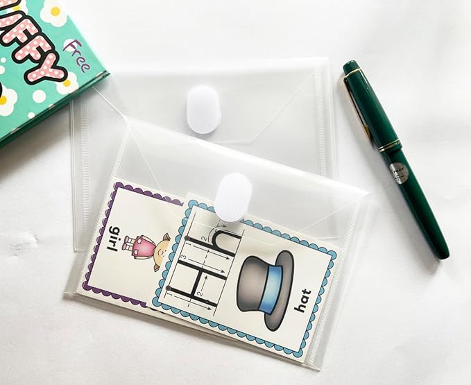 48pcs 4x6 Plastic Clear Envelopes Receipt Coupon Stickers Stamps Storage Case File Organizer Holder