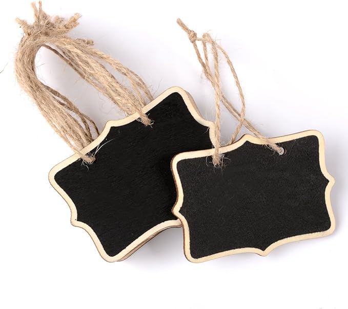 AUSTOR 14 Pcs Mini Chalkboards Signs Hanging Rectangle Chalkboards Double Sided Blackboard Message Board Hanging Signs for Weddings, Kids Crafts