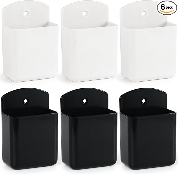 6 Pcs Remote Control Holder Wall Mount, TV Remote Holder, Self Adhesive Controller Holder, Wall Pen Holder Storage Accessories for Home Office School (3 White, 3 Black)