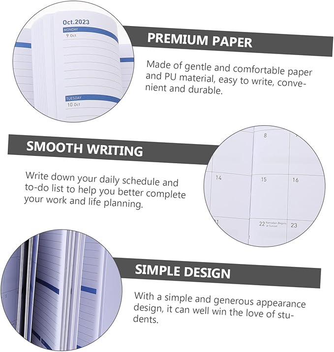 STOBOK 1set Convenient Portable Academic Planner Book Pu Calendar Organizer for Daily Scheduling -do Lists for Home and Office Use
