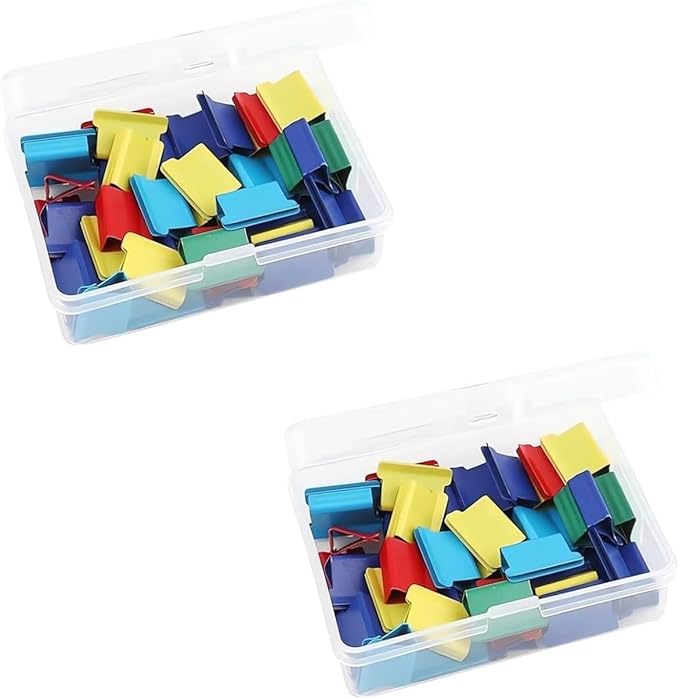 Paper Clip Dispenser, Portable Binder Clip Stapler - Includes 50 Reusable Clips Desktop Push Stapler Binder Clips Paper Clamps Small Binding (H1PC)