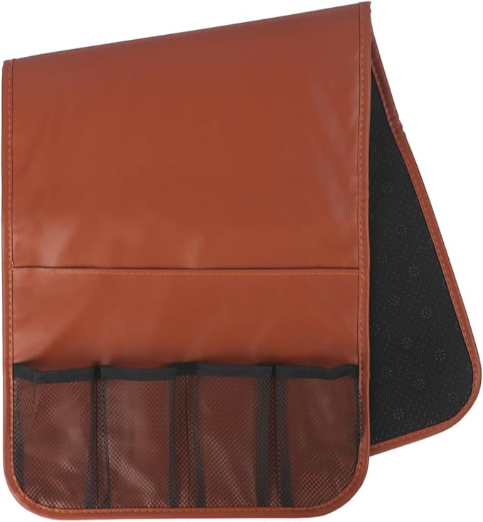 IPENNY No-Slip PU Leather Sofa Armrest Organizer, Remote Control Holder Arm Chair Beside Storage Bag for Recliner with 5 Pockets (Brown)