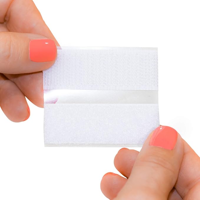 Hygloss Products Self Adhesive Strips - 15 Feet x 3/4 Inch Hook and Loop Fastener Sticky Back Tape With Dispenser, White