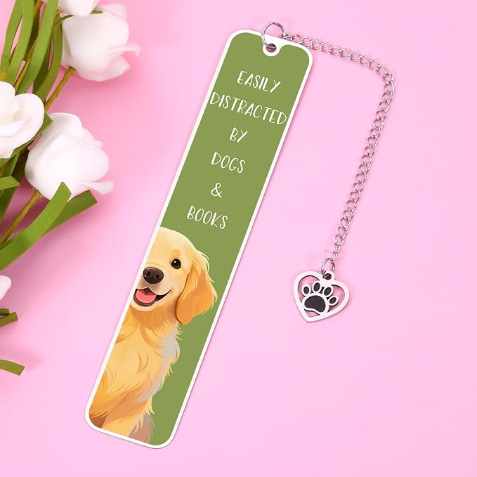 Dog Dad Fathers Day Gifts for Husband, Funny Fathers Day for Golden Dogs Dad Gift, Golden Bookmark for Women Men, Book Club Gift for Dogs Lovers Kids Adults, Reading Accessories for Book Lover Nerds