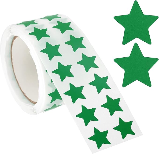 PATIKIL Star Stickers Roll 1/2", 1000 Pcs Self-Adhesive Reward Stickers Star Labels for Behavior Chart Classroom Teacher Supplies and DIY Craft, Green