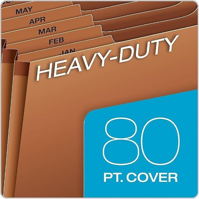 Globe Weis Globe-Weis/Pendaflex Heavy Duty 12-Pocket Expanding File, Monthly Index, Legal Size, Brown, (R219MHD)