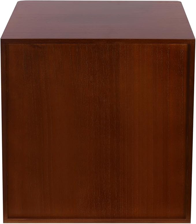 Lockable Desk Organizer Wooden Desktop Drawers Office Flat Files Storage Box Locking Countertop Storage Cabinet (Walnut + White, 4-Tier)