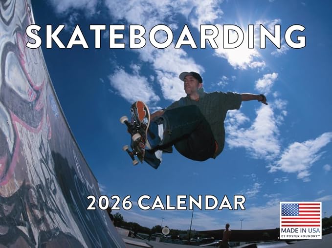 Skateboarding Calendar 2026 Skate Board Monthly Wall Calender 12 Month | American Made In The USA