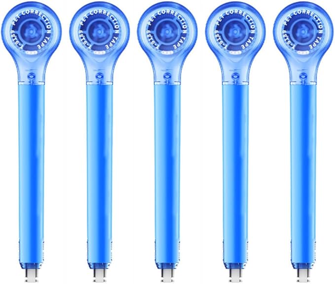 5 PCS Pen-Style Correction Tape, Reinforced Film Smooth Coverage for Office School Supplies(Blue Correction Tape)