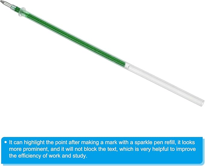 PATIKIL 1mm Gel Pens Refills, 24 Pack Sparkle Metallic Ink Bold Point for Adults Coloring Books Scrapbooking Art Drawing Journaling, Green