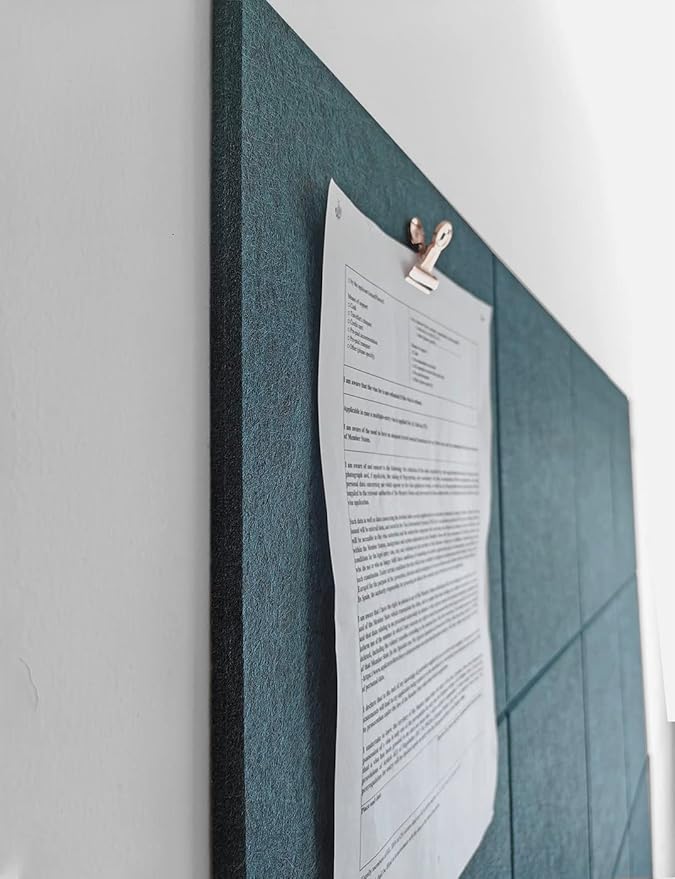 Dark Green Bulletin Board | Large Cork Boards Alternative for Walls | Felt Cork Board for Office, Home & Classroom | Green Office Classroom Supplies | Felt Wall Tiles (12-Pack) | Emerald