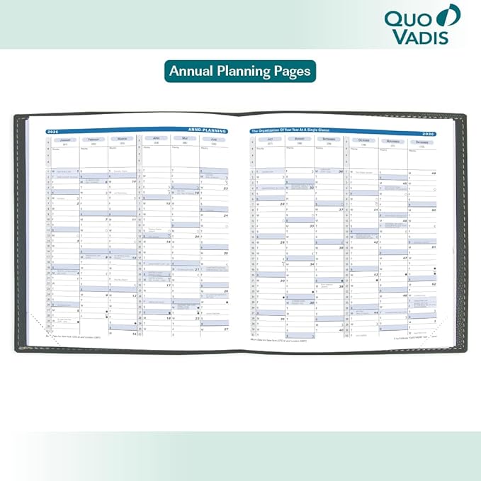 Quo Vadis 2026 Executive - Weekly Planner - 13 Months, Dec. to Dec. - 6 1/4 x 6 1/4" - Smooth Faux Suede Texas Charcoal Black Cover- Time Management Appointment Organizer