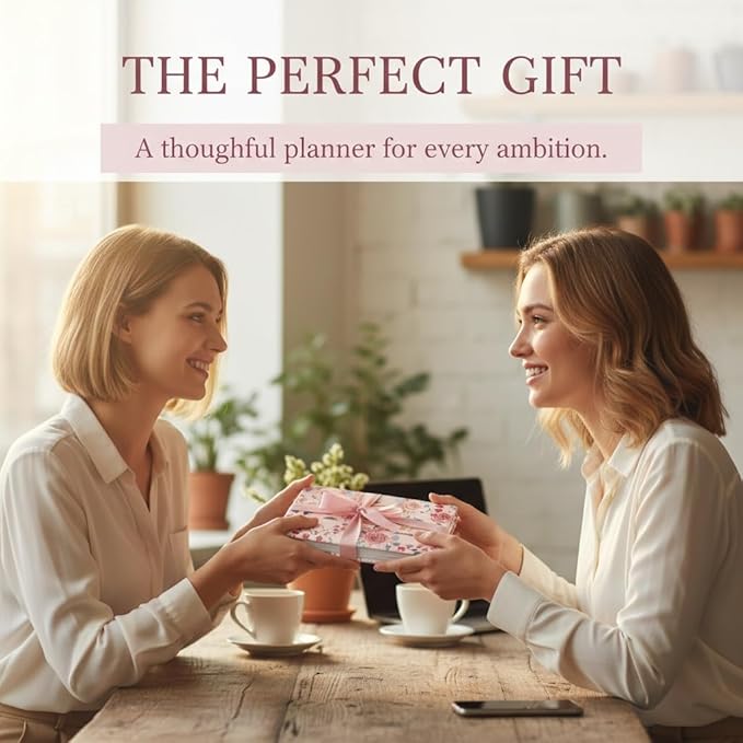 A6 2026 Daily Weekly Monthly Annual Planner with Pink Flower, Small Pocket Planner Notebook Agenda Book For Women