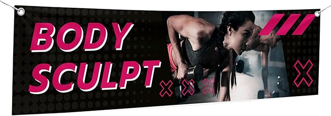 Body Scullpt Large Banners and Signs for Outdoor by Mavis Printing-Polyester Banner with 4 Holes for Easy Hang Indoor & Outdoor|4x1 Feet HD Print Sign to Promote Church| Made in USA