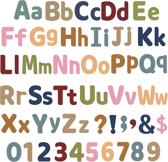 5 Inch Bulletin Board Letters Alphabet Numbers Combo Set Boho Punctuation Letter Cutouts for Bulletin Board Classroom Wall Display Home Decor