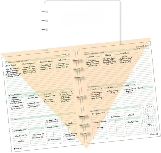 Planner Pad 7 Hole Loose Leaf July 2026 – June 2027 / Academic Year 8 1/2" x 11” 3-Tier Funnel Down 12 Month Large Size Organizer, Soft Green Ink