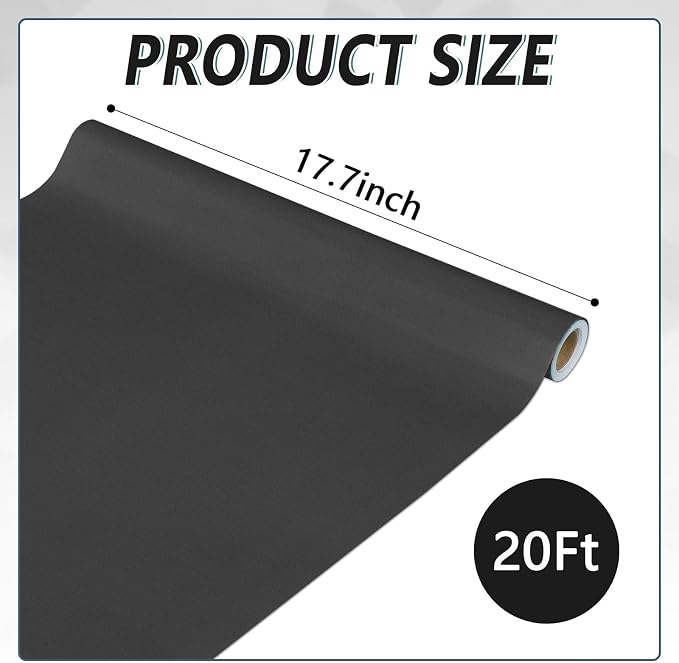 Black Bulletin Board Paper Roll - Fade Resistant Background for Classroom, Home Wall, Education Decoration - Poster Art Craft Supplies 17.7in x 20ft