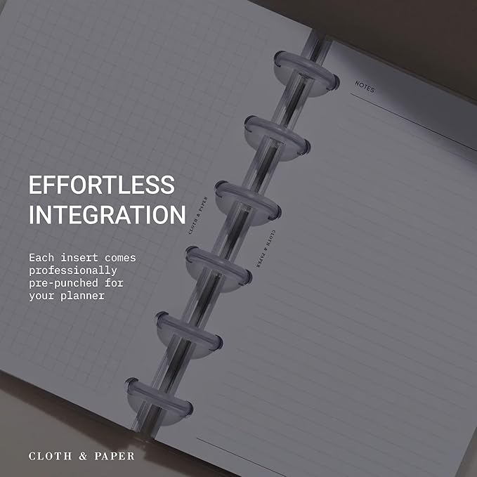 Cloth & Paper Task Planner Inserts – Pocket Size 3.2 x 4.7 Inches | 6-Ring To-Do List 15 double sided Pages Daily Planner Organizer Refills | Minimalist Design | Premium Paper for Notes & Reminders
