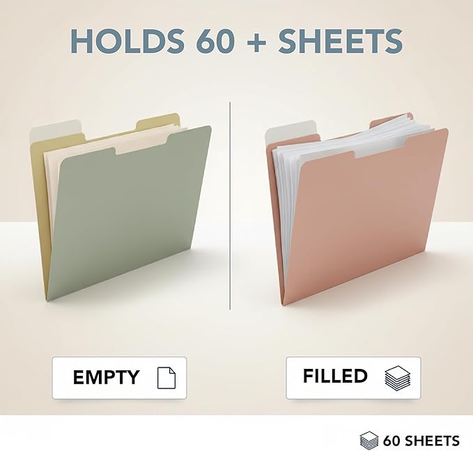 Mr. Pen- File Folders with Tabs, 1/3 Cut Tab, 18 Pack, Letter Size, Peach Dust, File Folders Designed for Office and Classroom Use