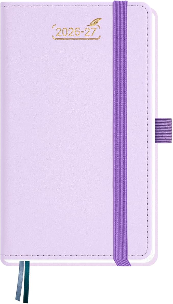 BEZEND Pocket Planner 2026-2027 Weekly Monthly (3.5" x 6") 2-Column Dual Schedule for Work/School/Home or 2 Person (Jul 26-Dec 27) 18 Months Small Academic Calendar, PU Leather Hardcover -Lilac