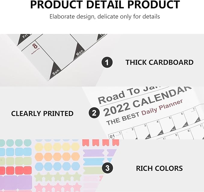 NUOBESTY 2022 Wall Calendar and Desktop Planner English Edition with Hanging Hook, Practical Monthly Organizer for Home and Office Use, Family Holiday Schedule Notepad Random Color