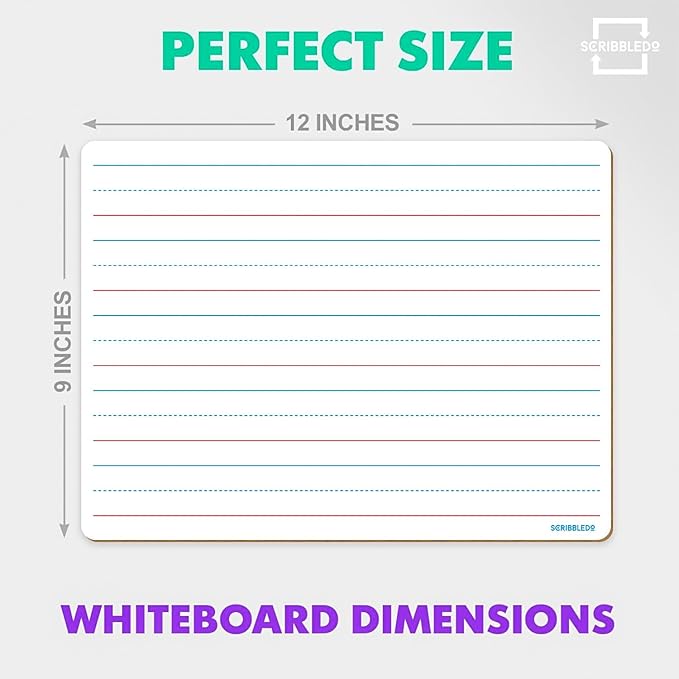 2 Pack Double Sided Whiteboard Lined Dry Erase Board for Kids Ruled Writing Board Handwriting Practice for Kids Small White Board 9x12 Dry Erase Board Lines Education Teacher Supplies