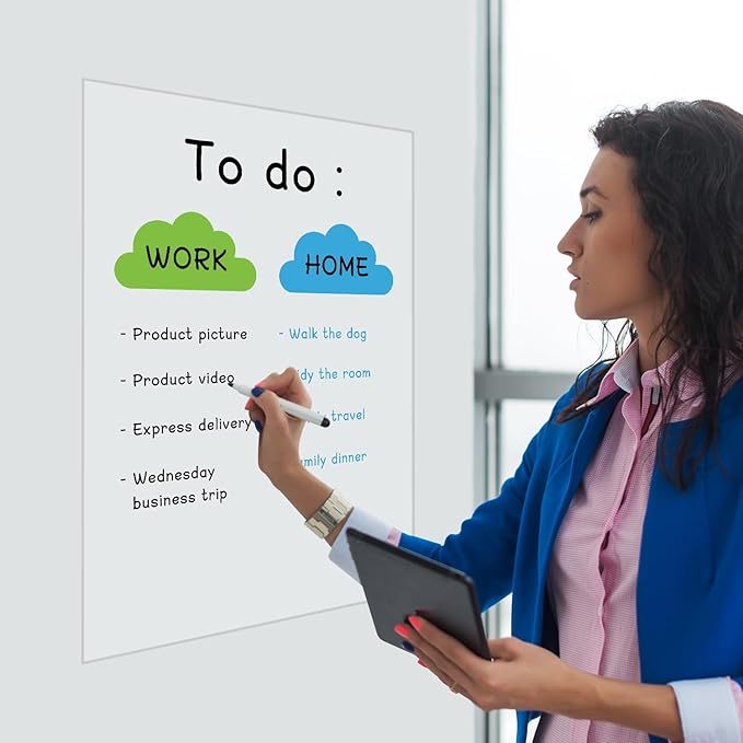 15 Pack Static Dry Erase Sheets, Transparent Dry Erase Wallpaper Whiteboard Sticker Wall 31.5 x 24 Inch