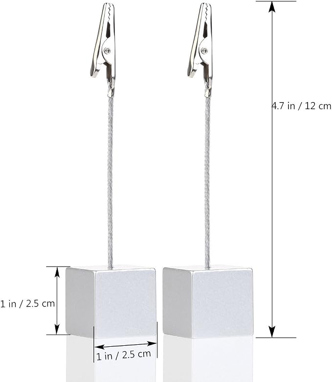 Xiaoyztan Memo Clips Holder,Silver Cube Table Number Holders,Paper Note Clip for Office Home Use, Office Memo Holders, Desk Accessories and Workspace Organizers,Pack of 10