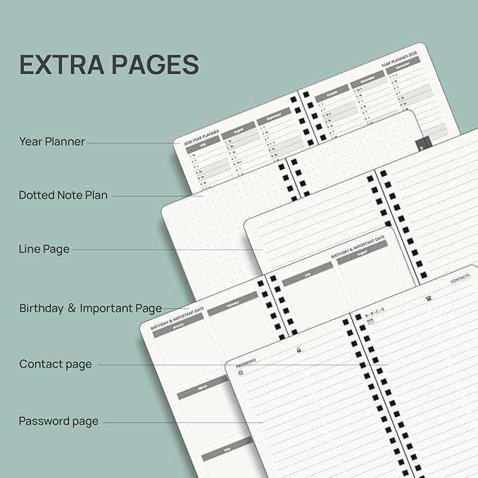 POPRUN 2026-2027 Monthly Planner, Small 4" x 6.25", 18 Month Calendar Agenda (July 2026 - December 2027) with Expense Tracker, Notes Pages, Sprial Bound, Leather Softcover - Pink