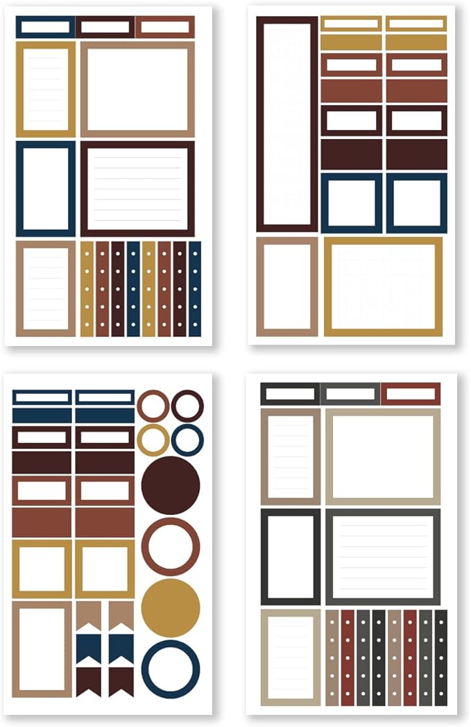 Rongrong Planner Stickers Book Fall Winter Functional Box Theme for Calendars, Journals Elevate Your Planner's Functionality Scrapbook Accessories 24 Pages